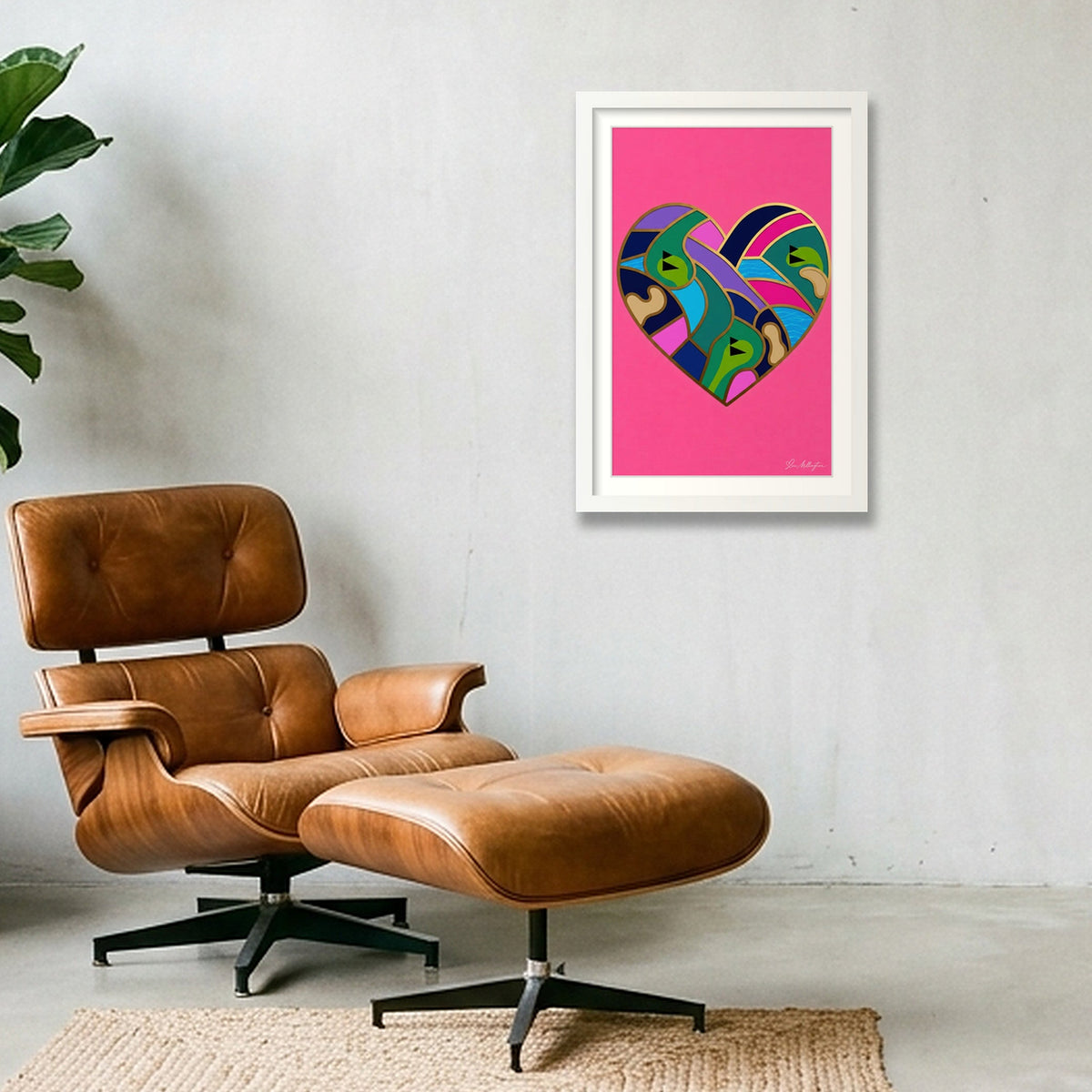 Abstract Golf Art. Love The Game. Framed Print — 30×45cm, 12×18" White Frame