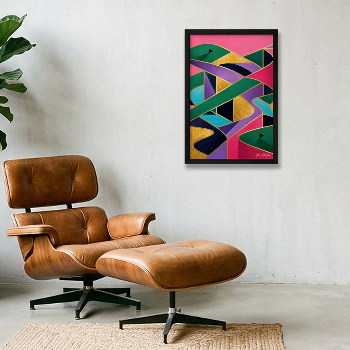 The Fairway Home. Golf Art. Pink Collection — 30×45cm, 12×18" Black Frame