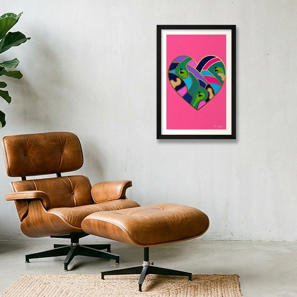 Abstract Golf Art. Love The Game. Framed Print — 30×45cm, 12×18" Black Frame