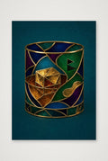 The Nineteenth Hole. Whiskey Glass. Green Teal Collection — A4 (21×30cm, 8×12") Print only