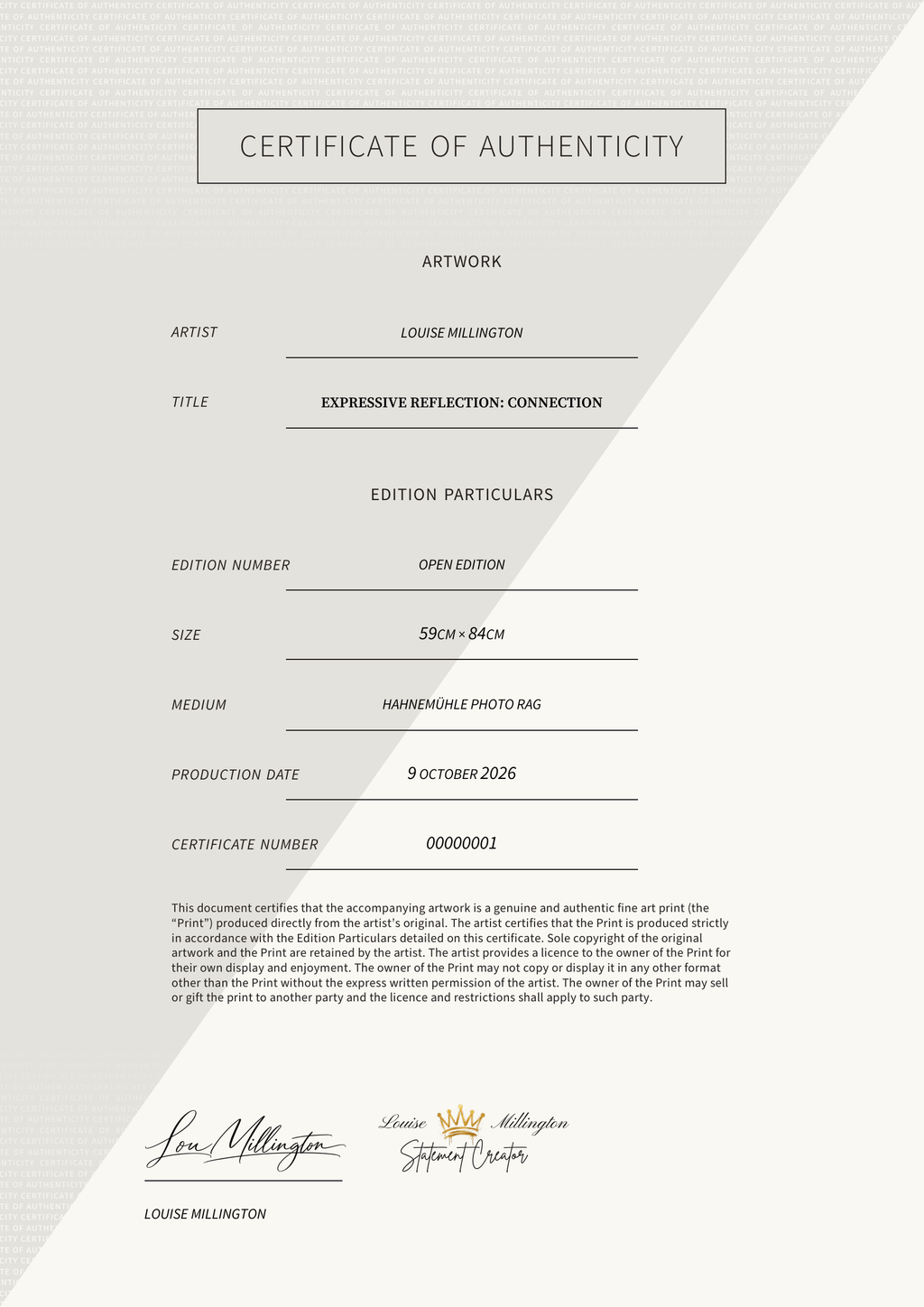 Expressive Reflection: Connection — Certificate of Authenticity