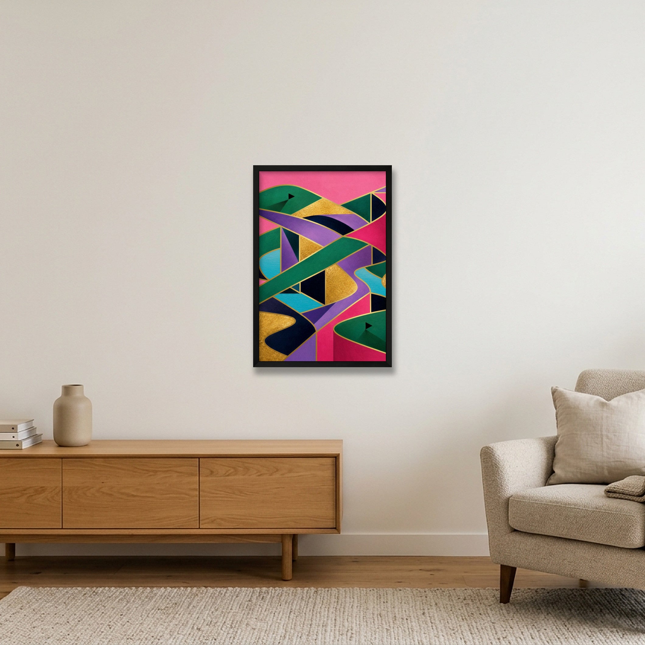 The Fairway Home. Golf Art. Pink Collection — 40×60cm, 16×24" Black Frame