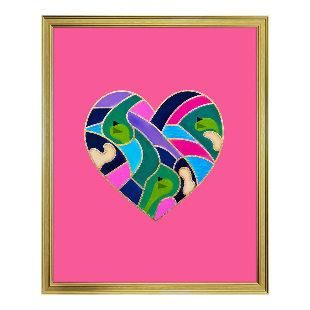 Premium Limited Edition Gold Framed "Love the Game" Heart Golf Art