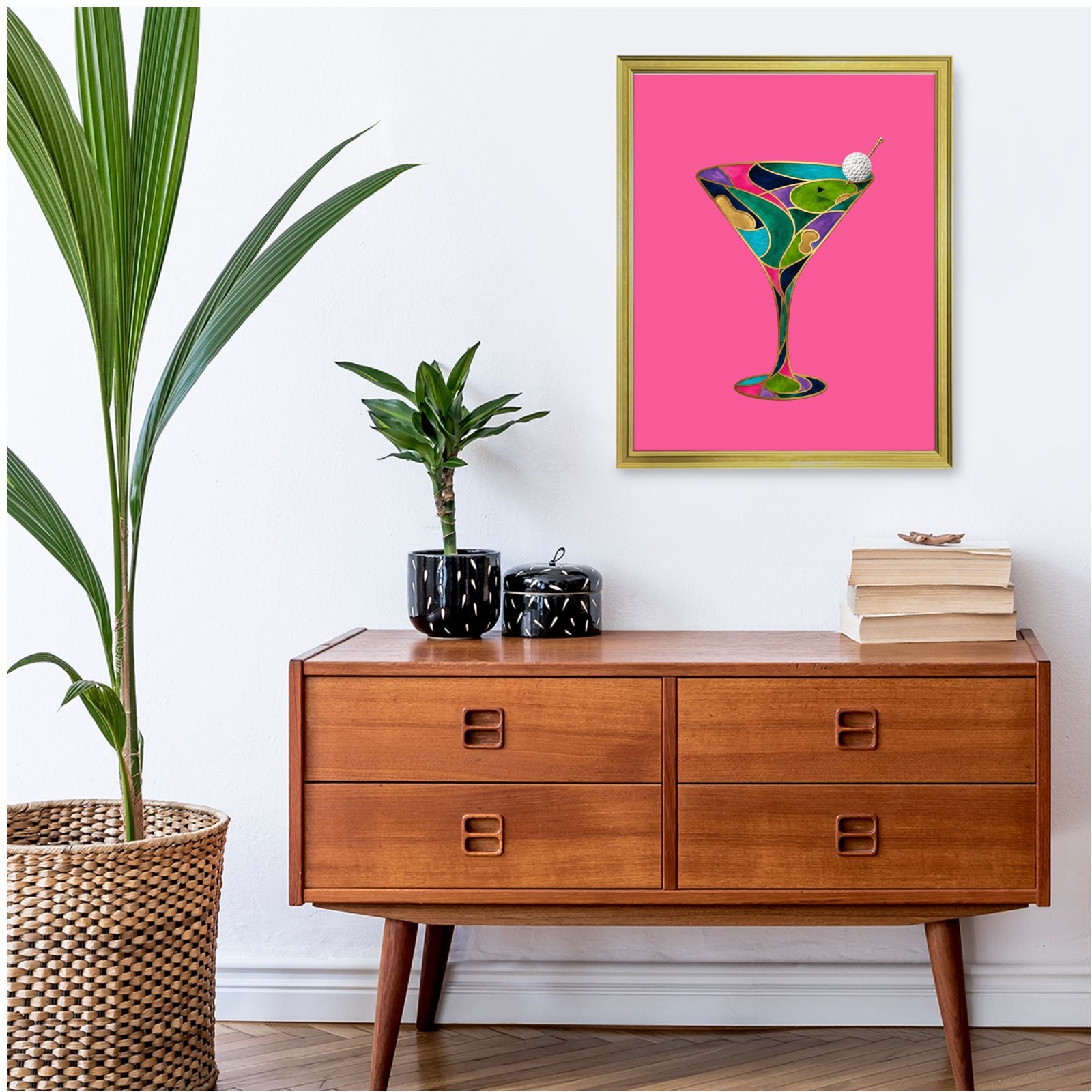 Premium Limited Edition Gold Framed "The 19th Hole Martini Glass" Golf Art