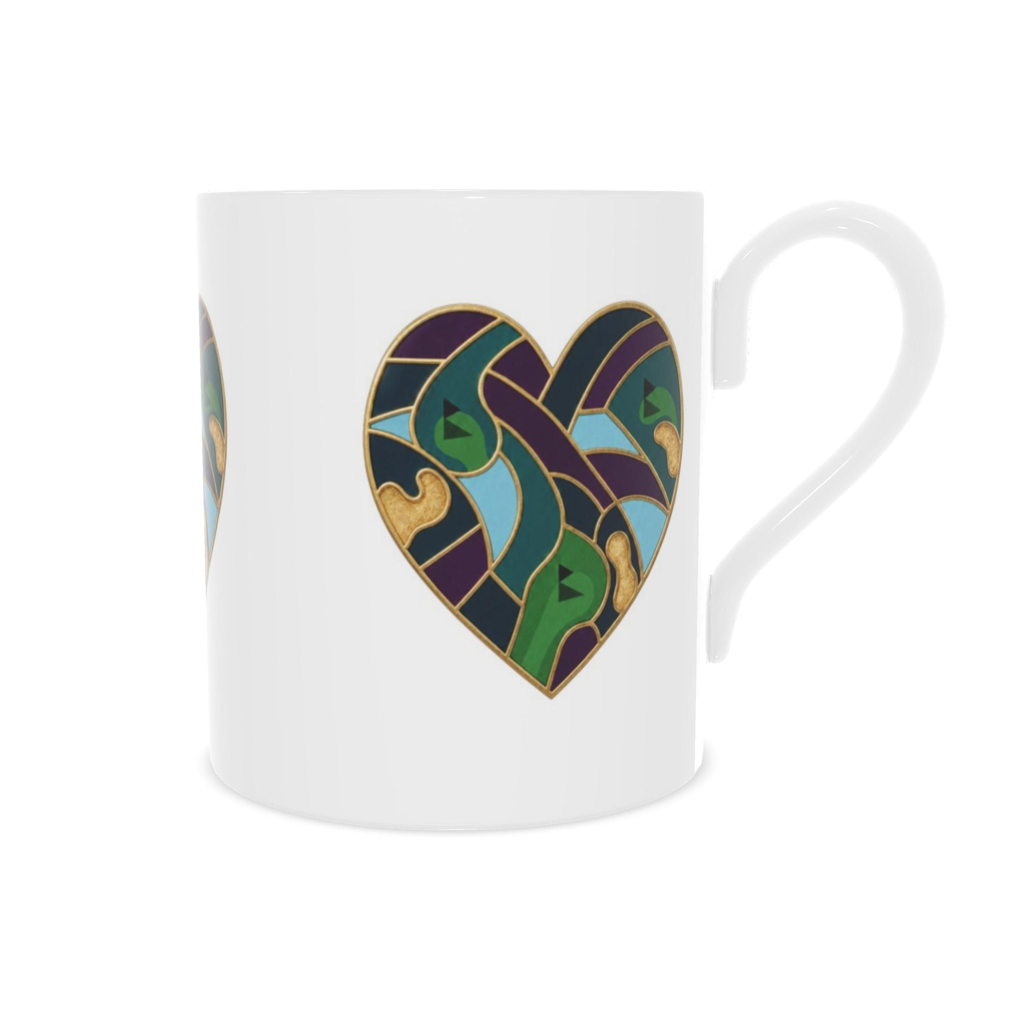 Bone China Abstract Golf Art Heart Mug