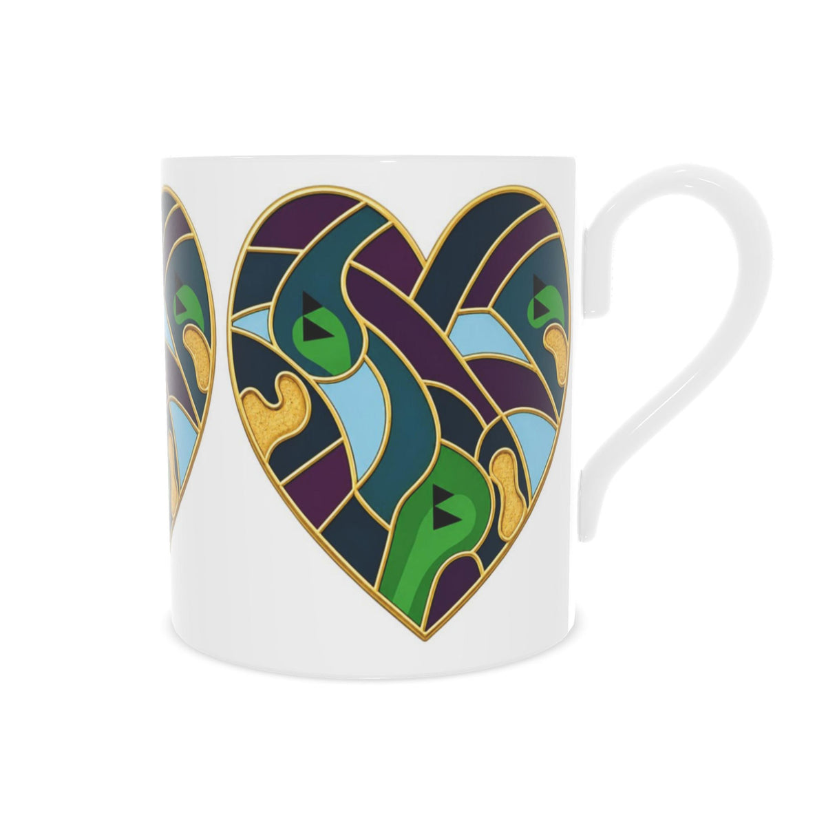 Bone China Abstract Golf Art Heart Mug