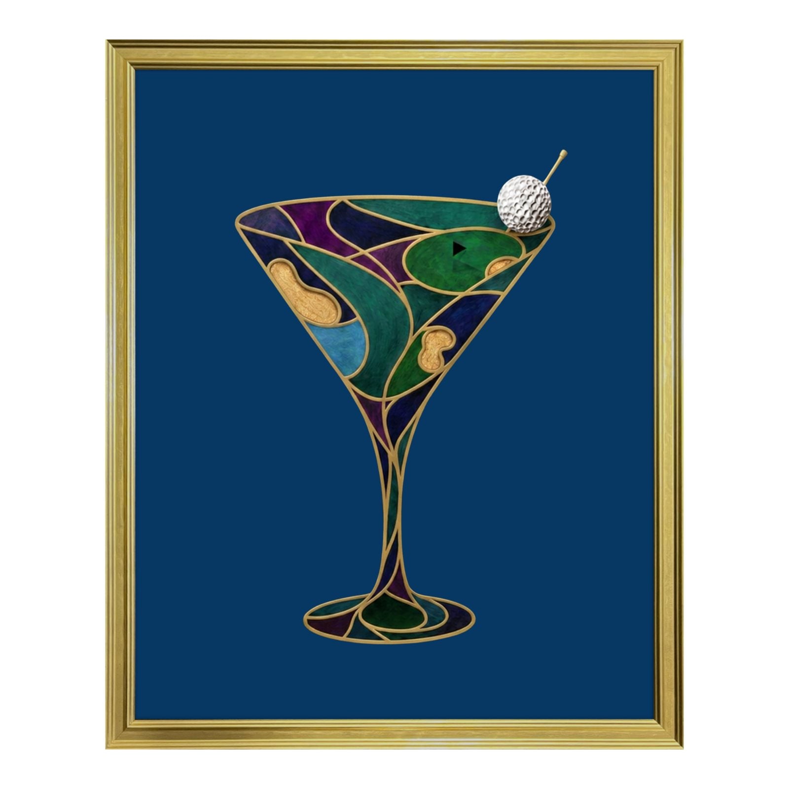 Premium Limited Edition Gold Framed "The 19th Hole" Abstract Golf Art Print