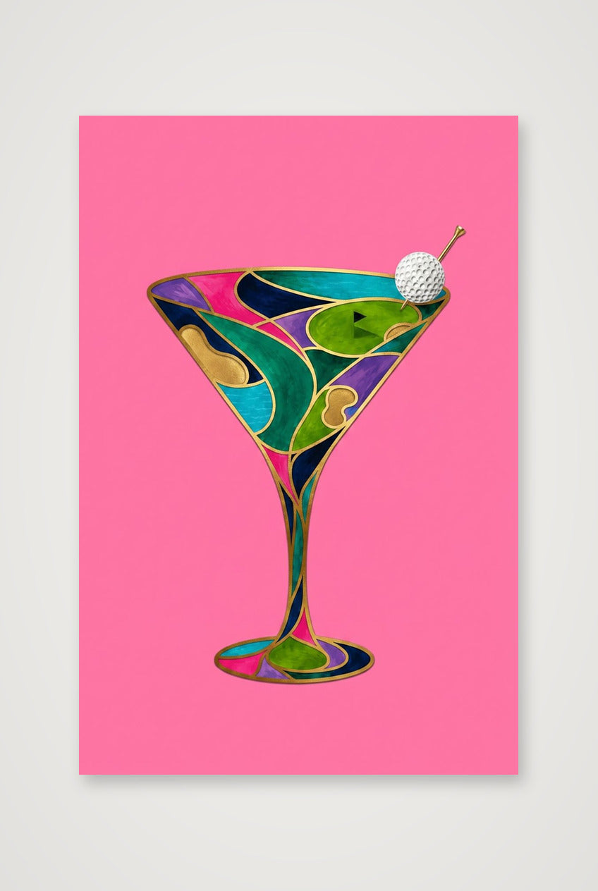 The Nineteenth. Martini Glass. Golf Art. Pink Collection — 40×60cm, 16×24" Print only