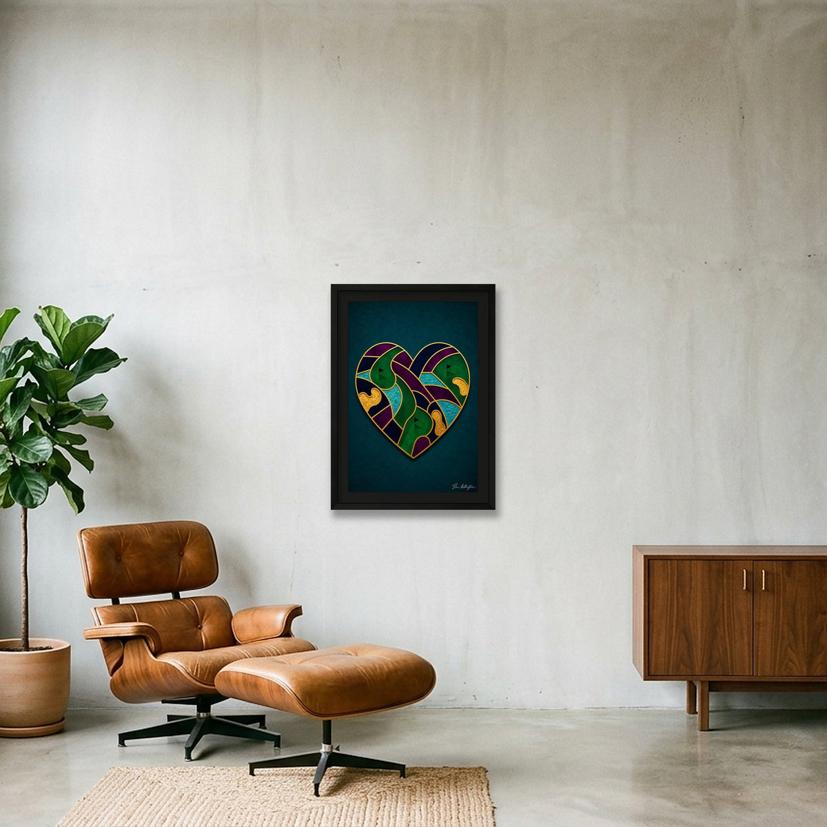 Abstract Golf Art. Love The Game. Framed Print — 42×59cm, 17×23" Black Frame