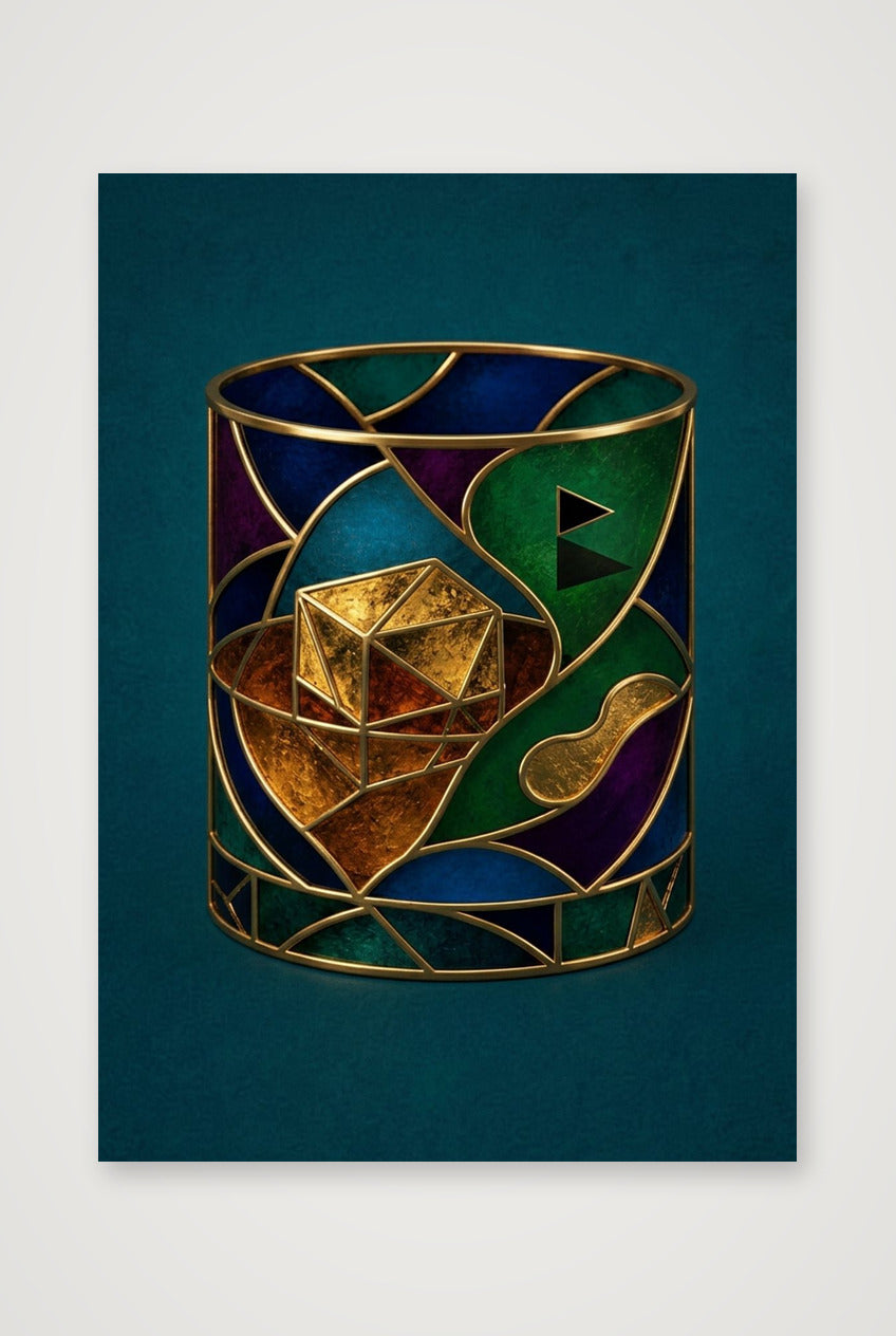 The Nineteenth Hole. Whiskey Glass. Green Teal Collection — A3 (30×42cm, 12×17") Print only