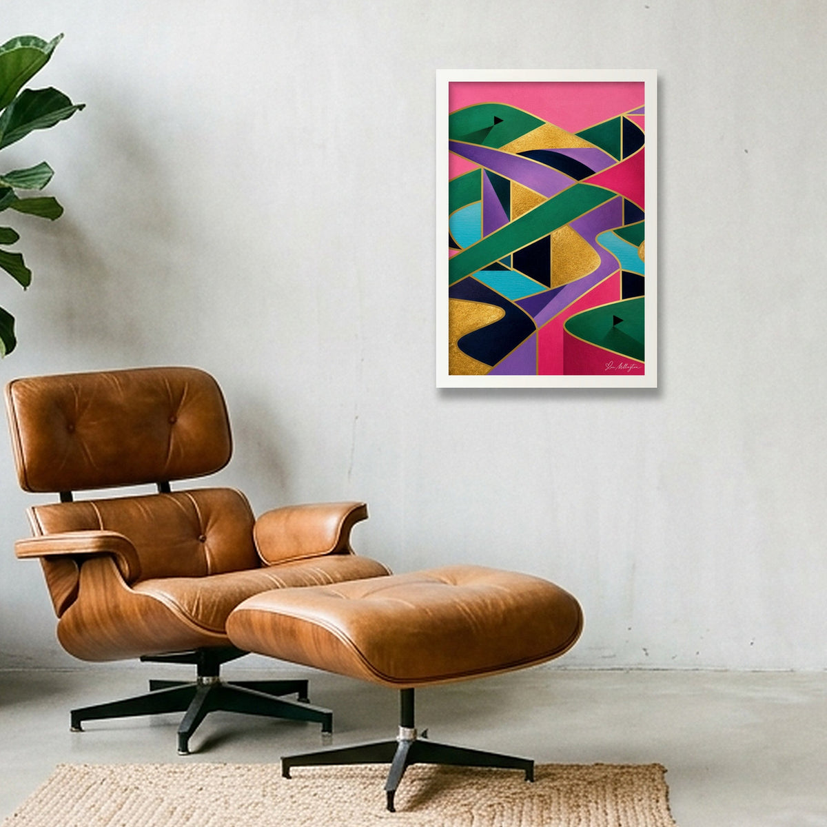 The Fairway Home. Golf Art. Pink Collection — 30×45cm, 12×18" White Frame