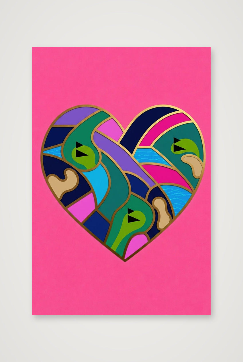 LOVE THE GAME Golf Heart Art Pink Collection — 40×60cm, 16×24" Print only