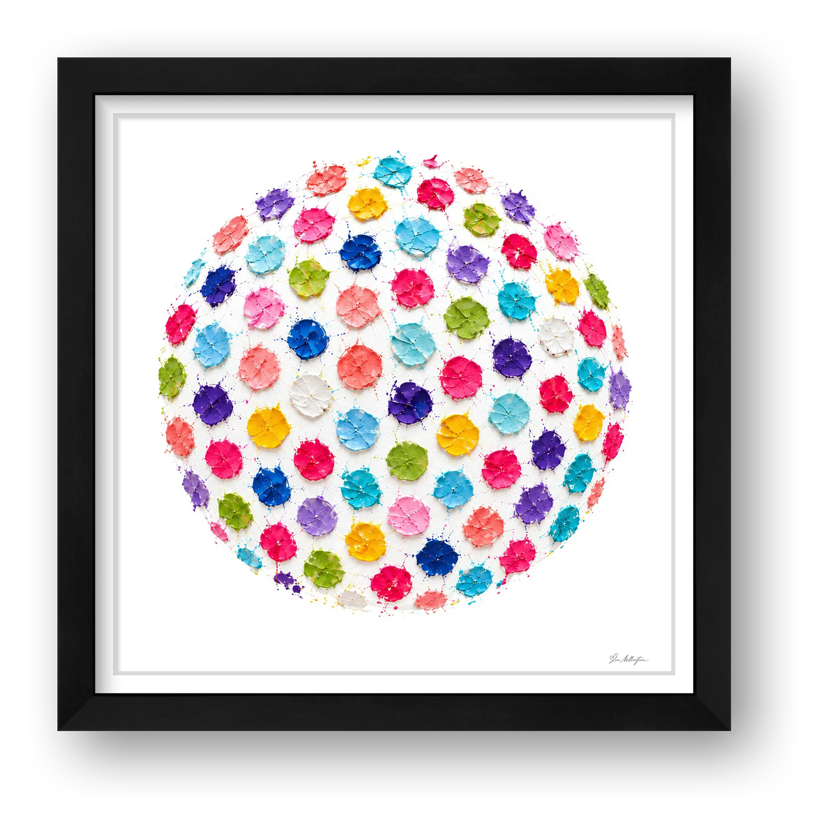 Abstract Golf Art. Impasto Contemporary. Confetti Golf Ball — framed