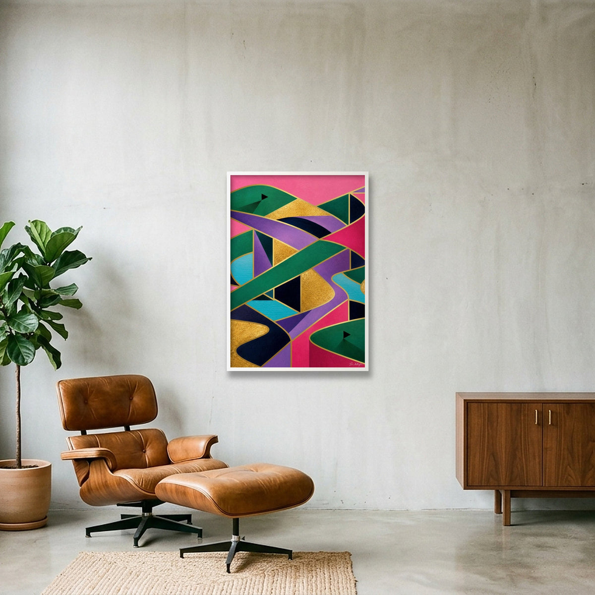 The Fairway Home. Golf Art. Pink Collection — 70×100cm, 28×39" White Frame
