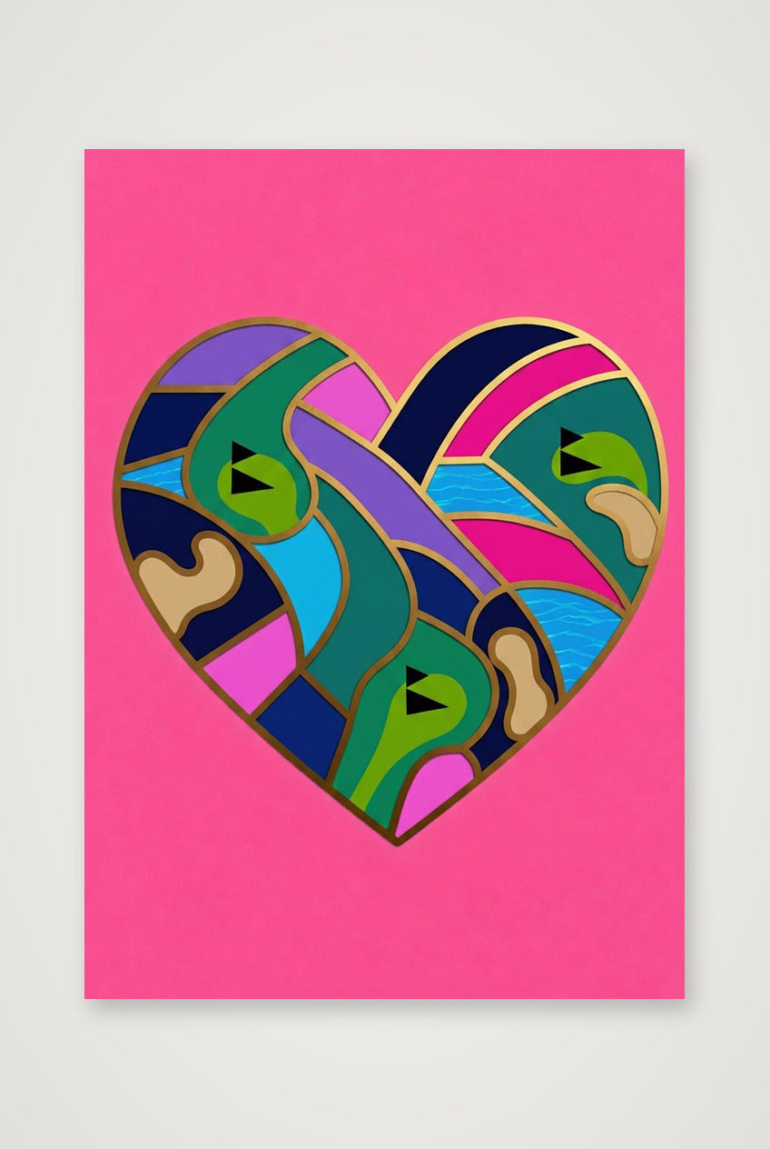 LOVE THE GAME Golf Heart Art Pink Collection — A4 (21×30cm, 8×12") Print only