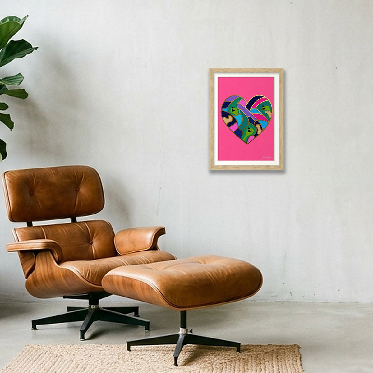 Abstract Golf Art. Love The Game. Framed Print — A4 (21×30cm, 8×12") Oak Frame