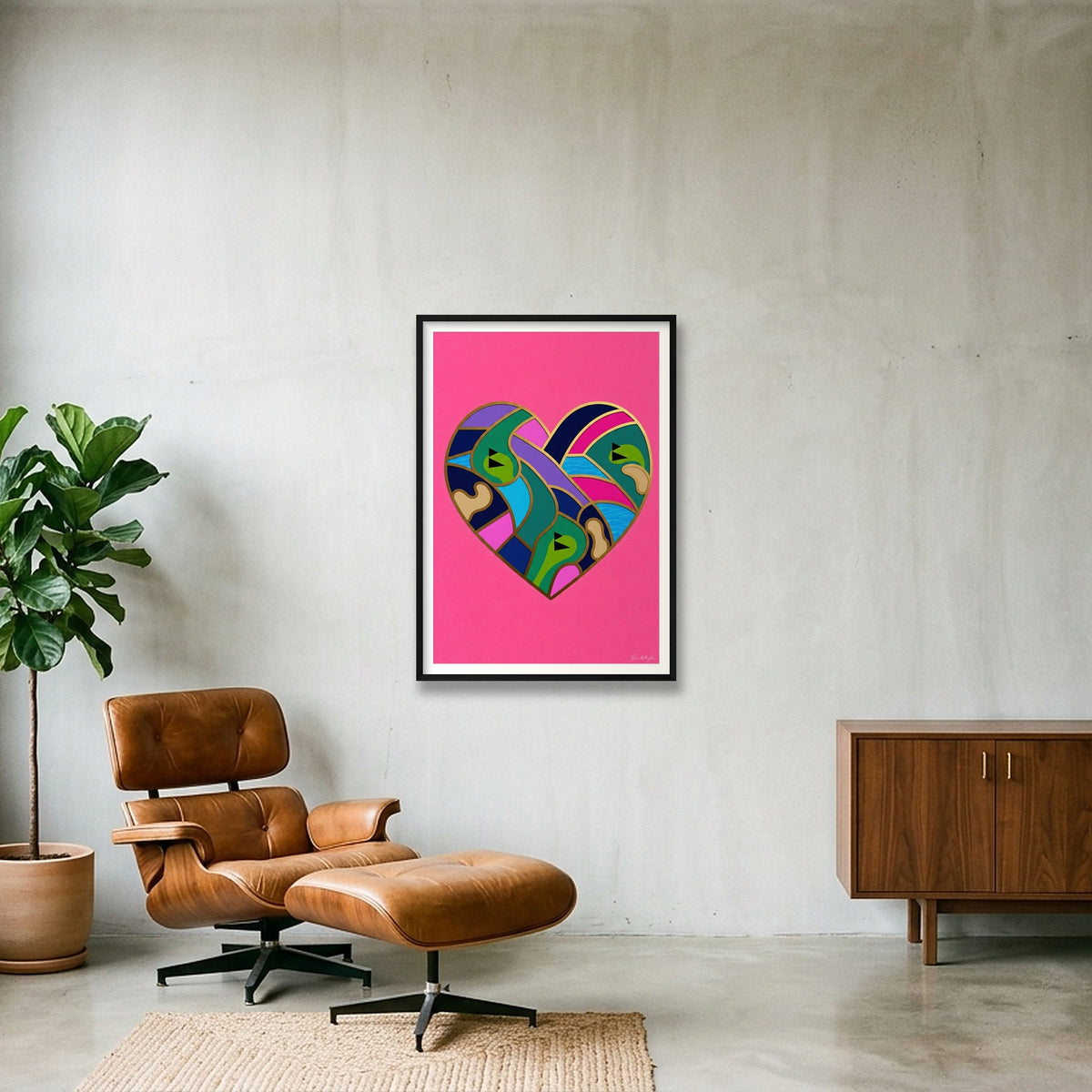 Abstract Golf Art. Love The Game. Framed Print — 70×100cm, 28×39" Black Frame