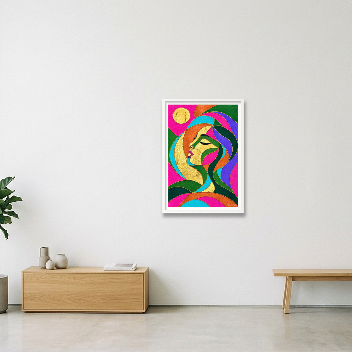 Expressive Reflection: Stillness — 59×84cm, 23×33" White Frame