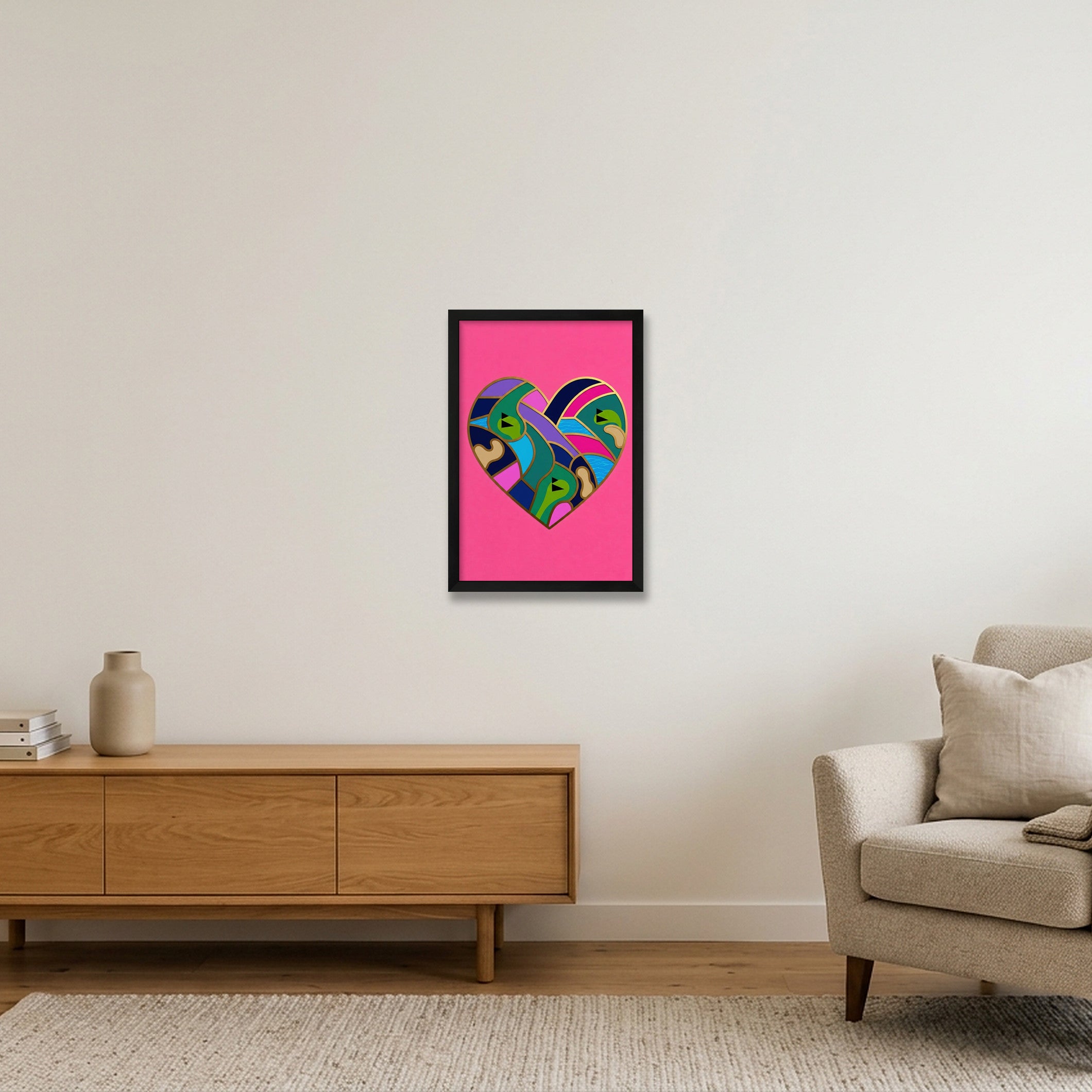 LOVE THE GAME Golf Heart Art Pink Collection — 30×45cm, 12×18" Black Frame