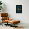 Abstract Golf Art. 19th Hole. Whiskey Glass. Framed Print — A4 (21×30cm, 8×12") Black Frame