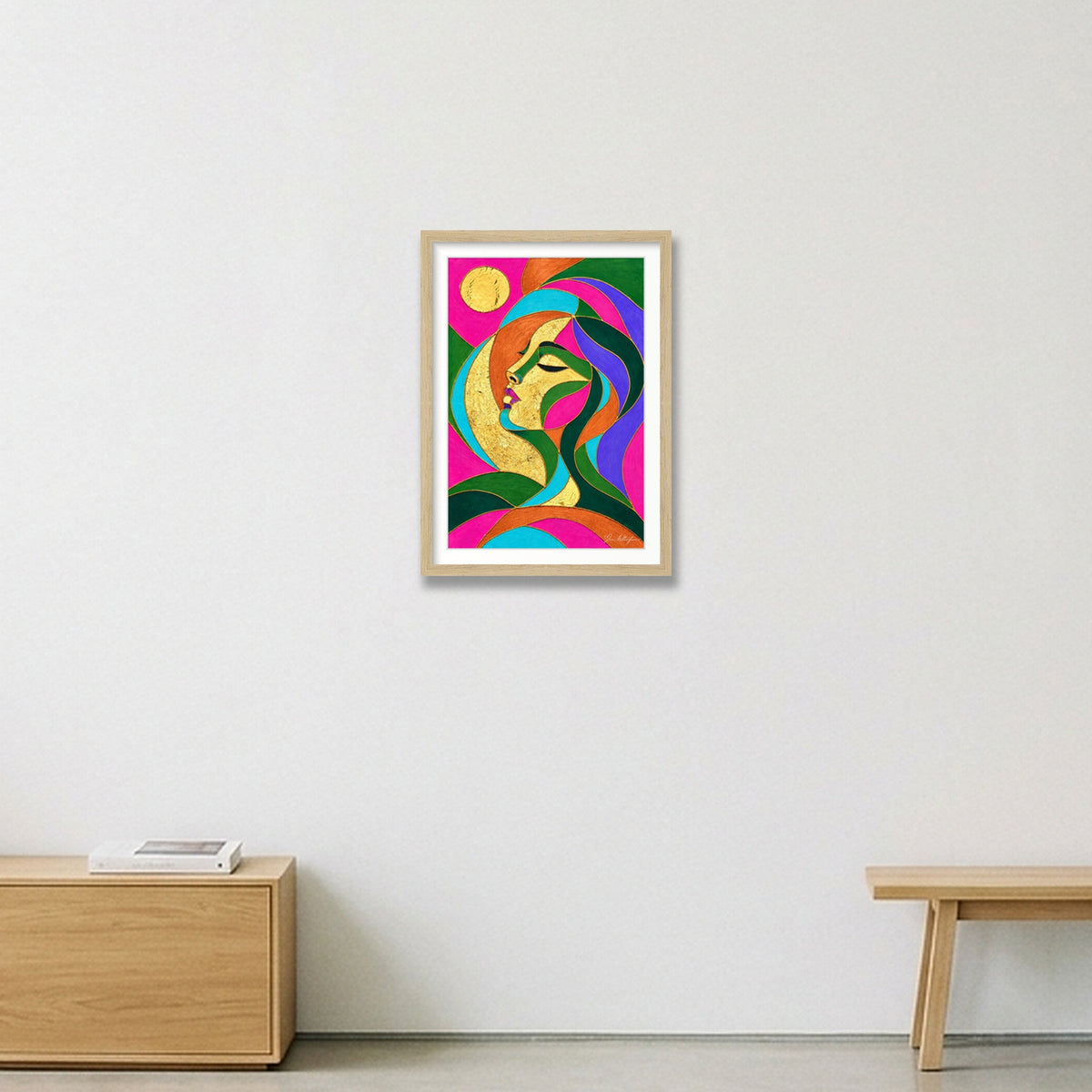Expressive Reflection: Stillness — A3 (30×42cm, 12×17") Oak Frame