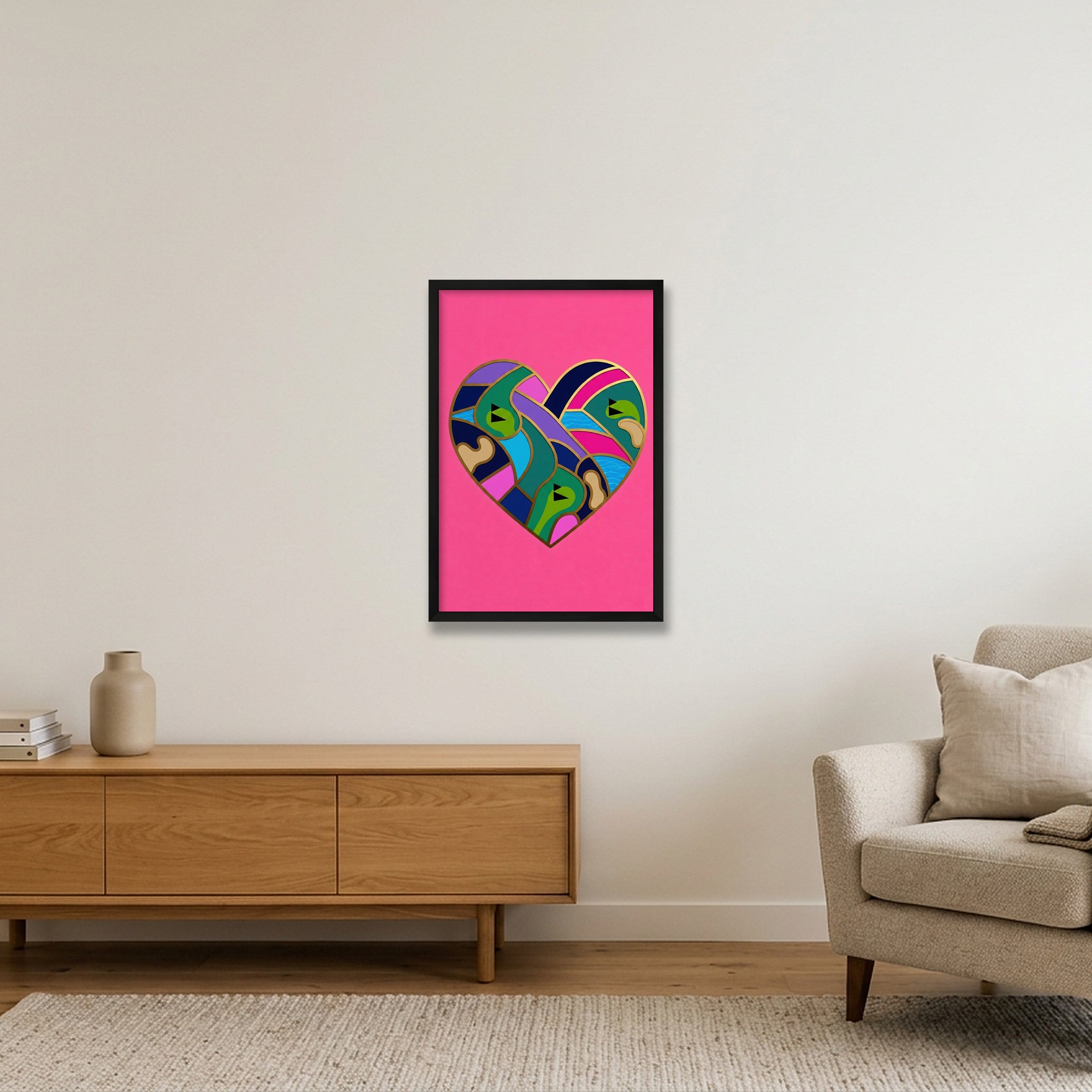 LOVE THE GAME Golf Heart Art Pink Collection — 40×60cm, 16×24" Black Frame