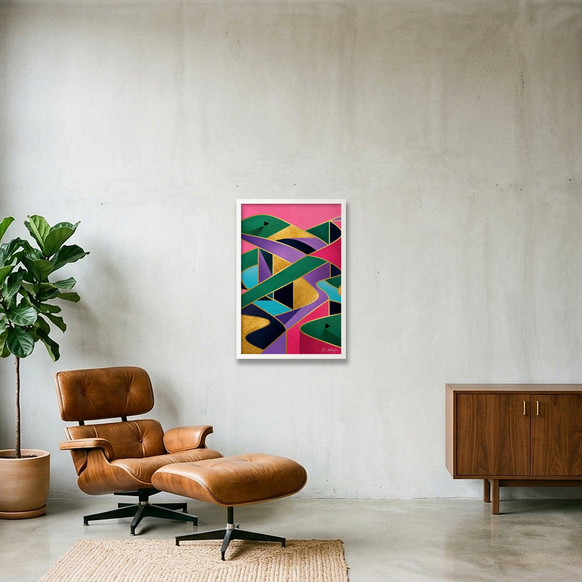 The Fairway Home. Golf Art. Pink Collection — 40×60cm, 16×24" White Frame