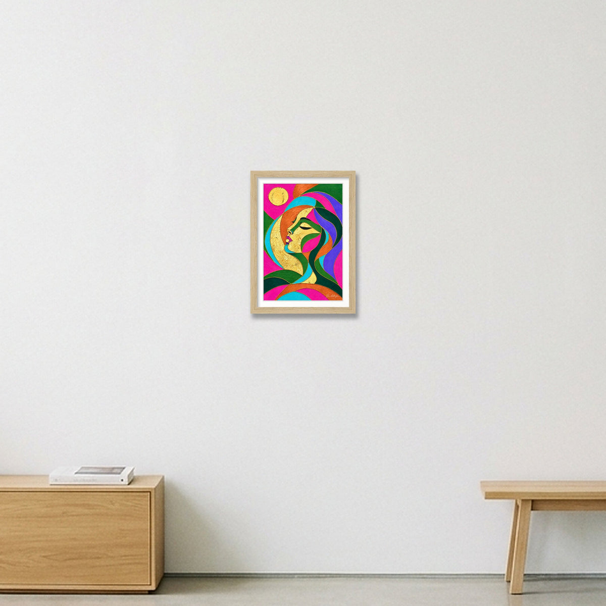 Expressive Reflection: Stillness — A4 (21×30cm, 8×12") Oak Frame