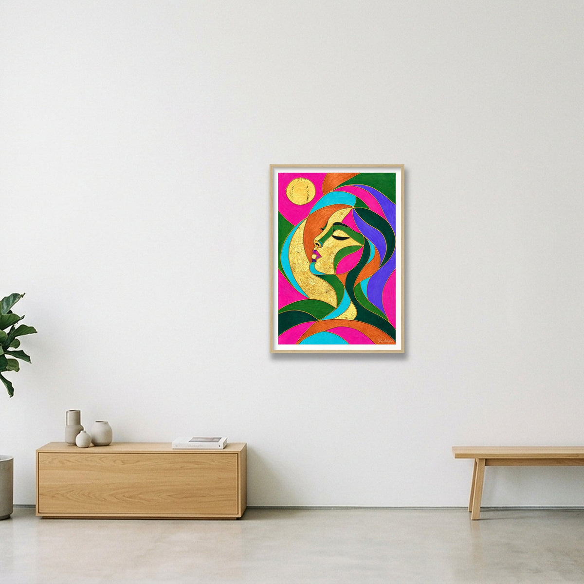 Expressive Reflection: Stillness — 59×84cm, 23×33" Oak Frame