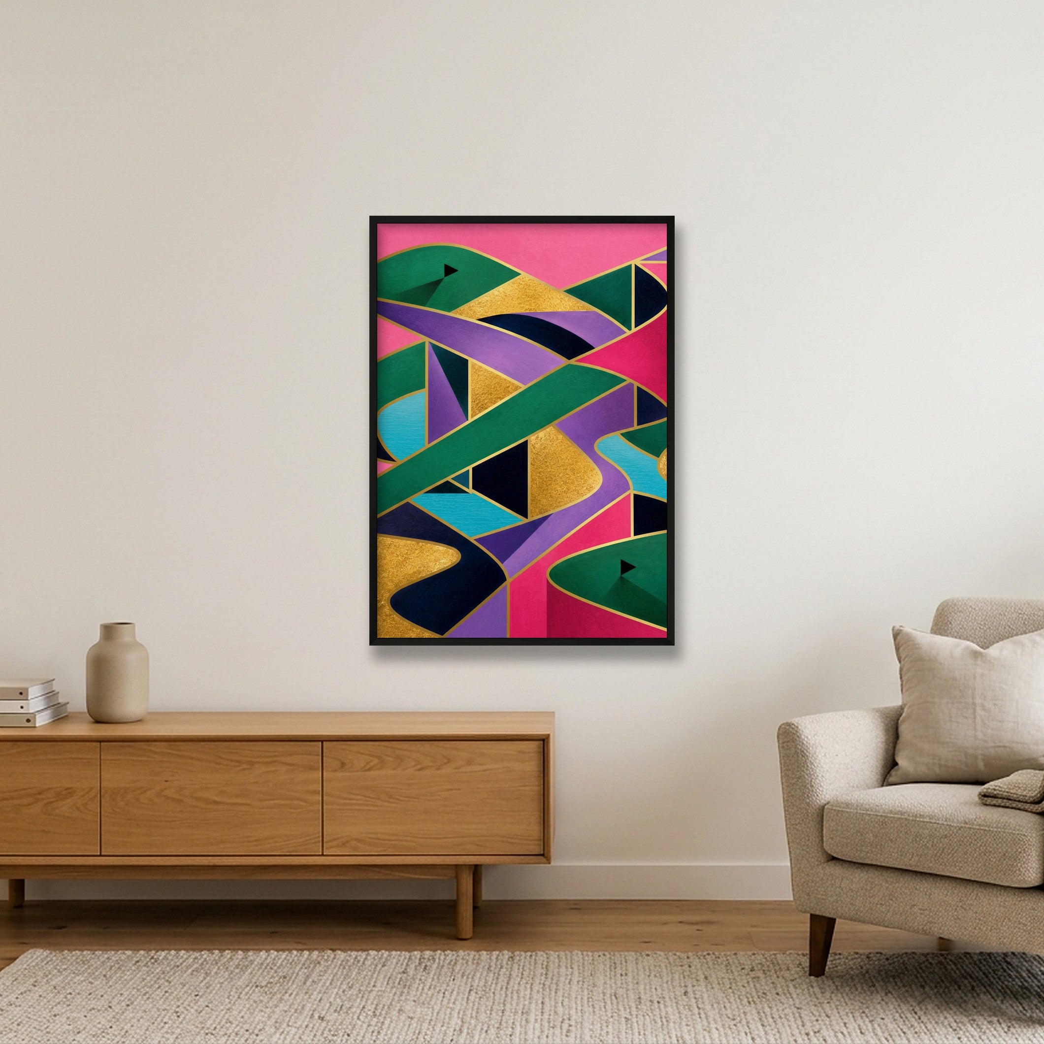 The Fairway Home. Golf Art. Pink Collection — 70×100cm, 28×39" Black Frame