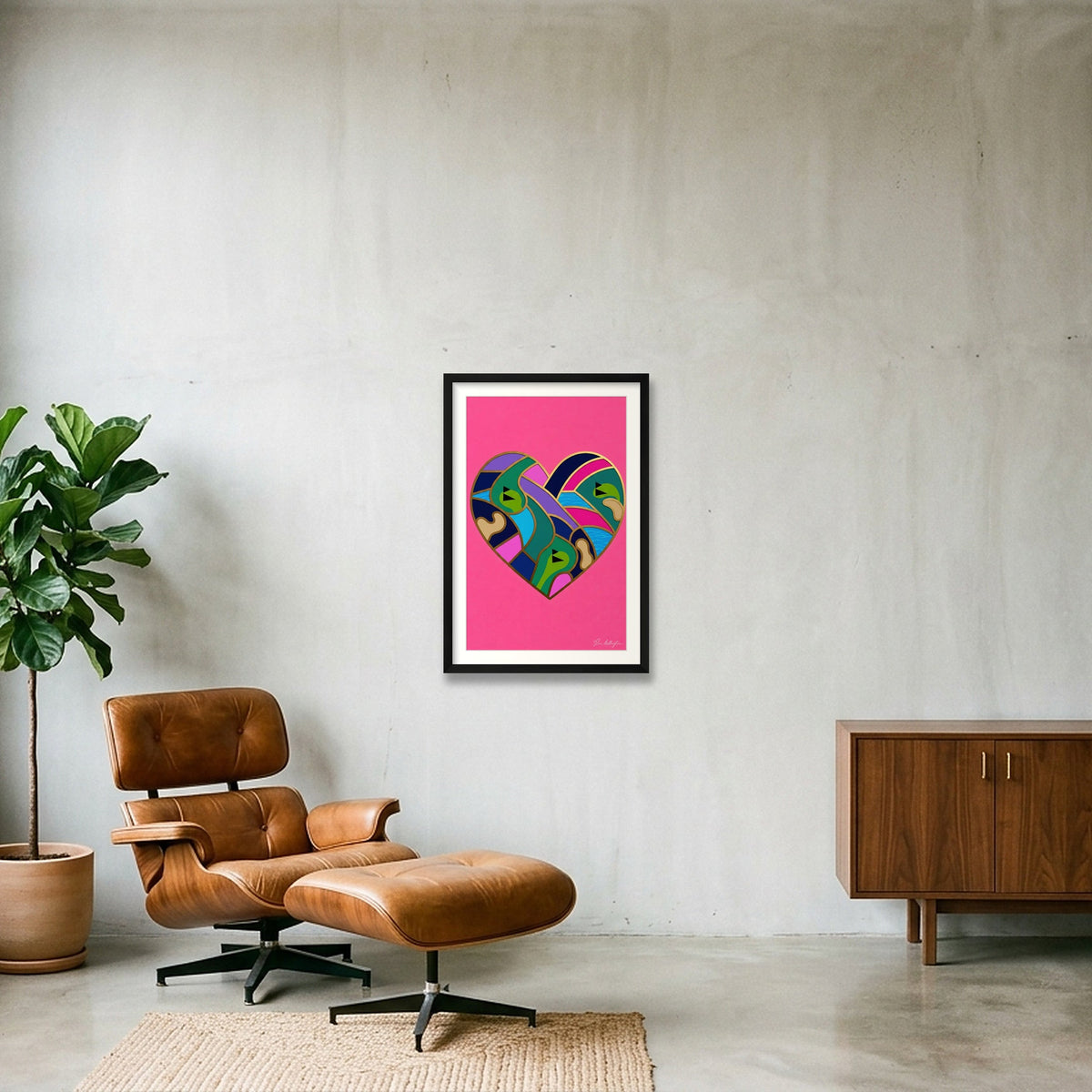 Abstract Golf Art. Love The Game. Framed Print — 40×60cm, 16×24" Black Frame
