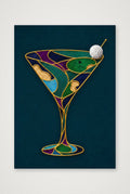 The Nineteenth Hole. Martini Glass. Green Teal Collection — A4 (21×30cm, 8×12") Print only