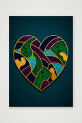 LOVE THE GAME. Golf Heart Art. Green Teal Collection — A4 (21×30cm, 8×12") Print only