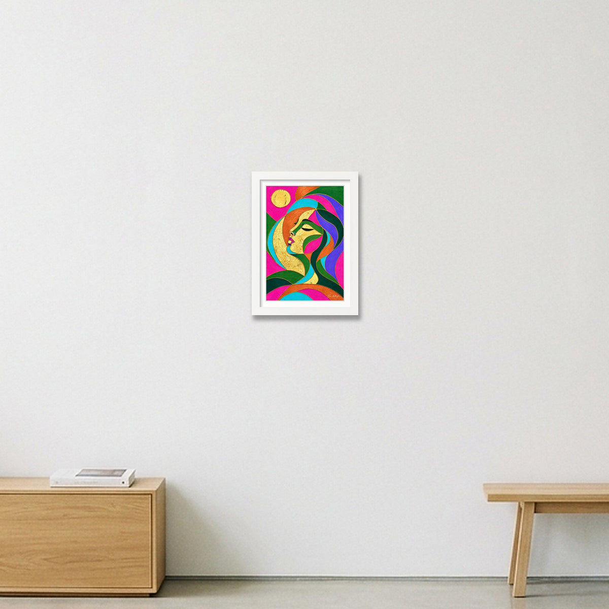 Expressive Reflection: Stillness — A4 (21×30cm, 8×12") White Frame