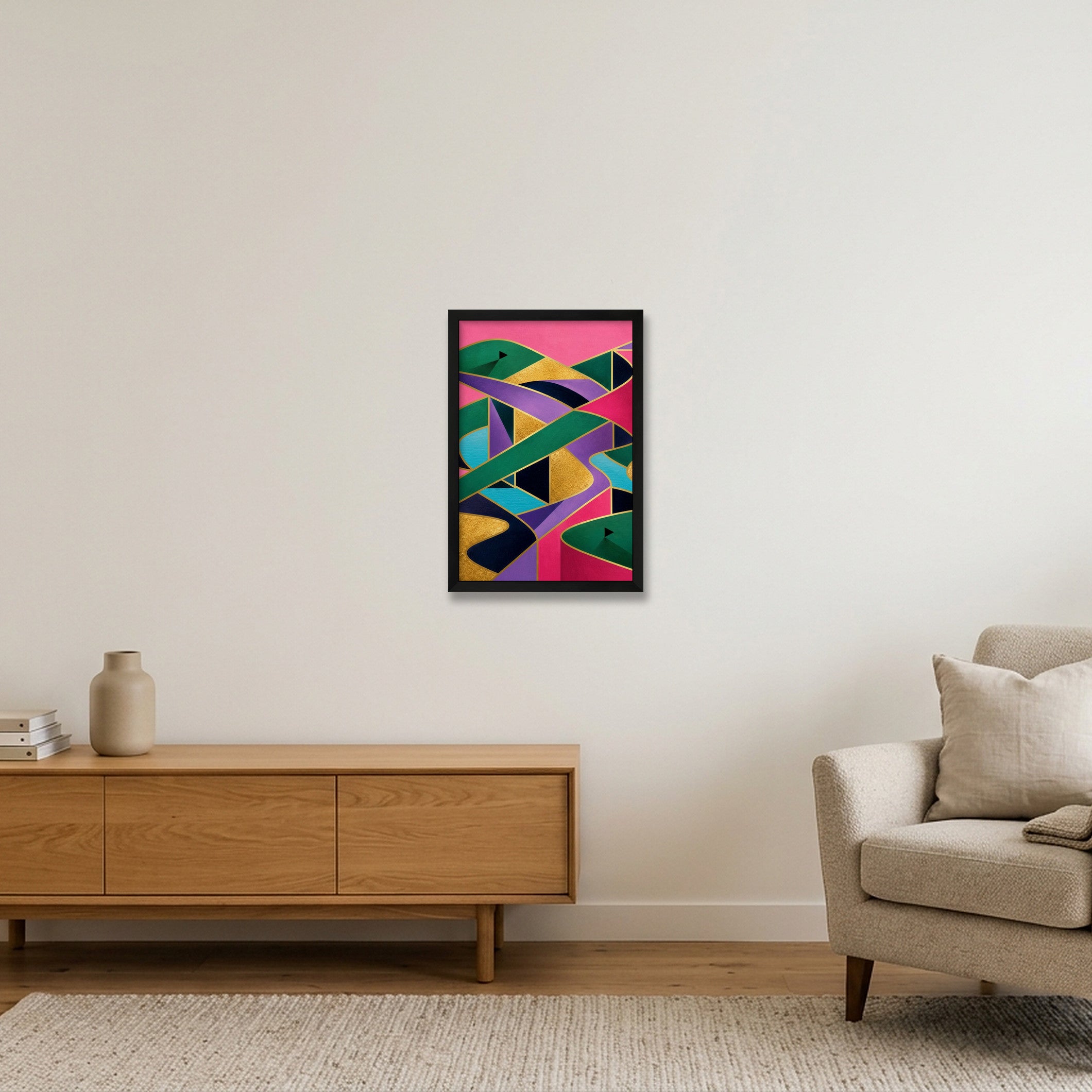 The Fairway Home. Golf Art. Pink Collection — 30×45cm, 12×18" Black Frame
