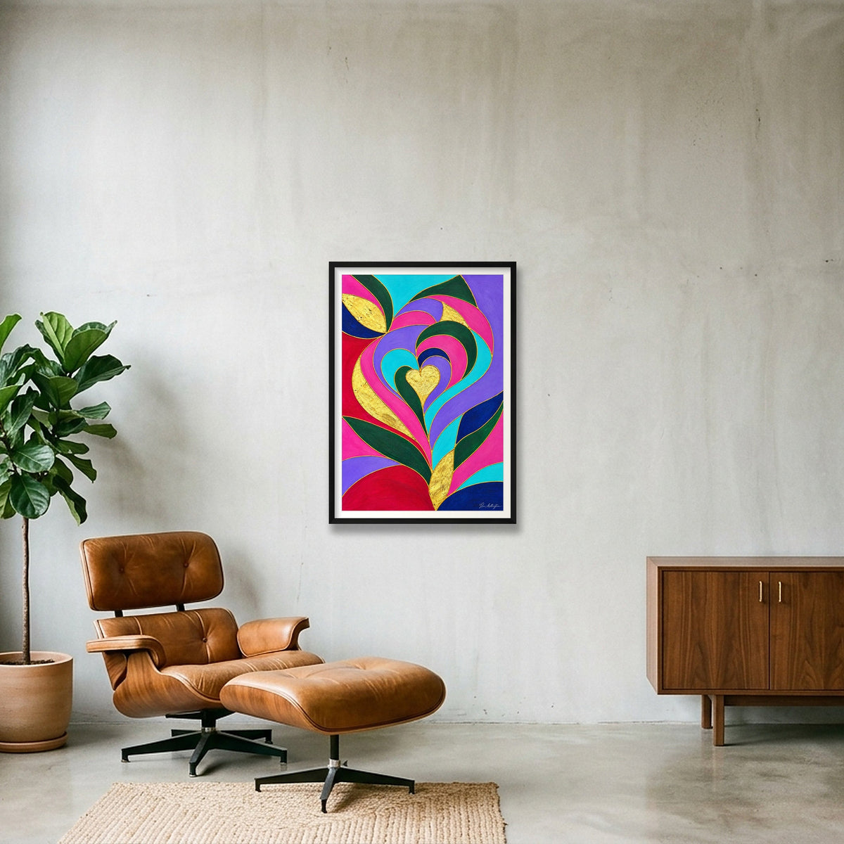 Expressive Reflection: Connection — 59×84cm, 23×33" Black Frame