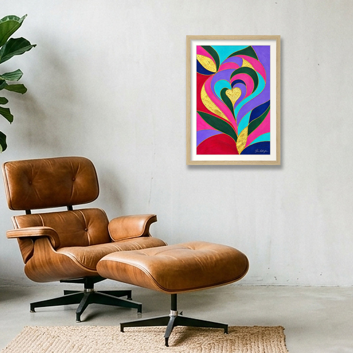 Expressive Reflection: Connection — A3 (30×42cm, 12×17") Oak Frame