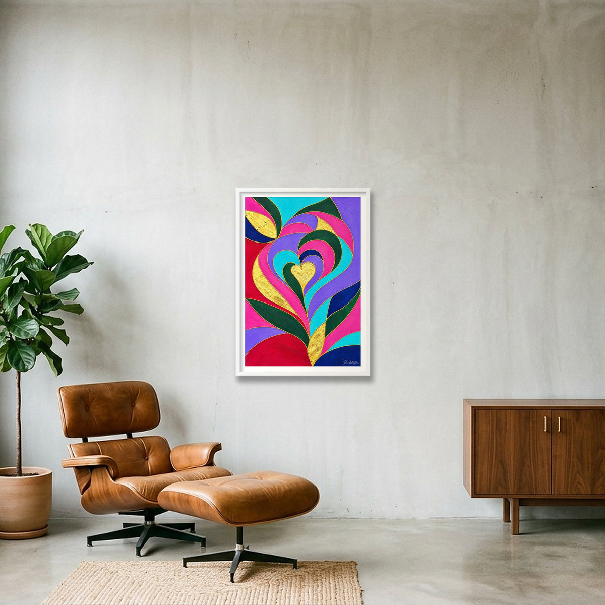 Expressive Reflection: Connection — 59×84cm, 23×33" White Frame
