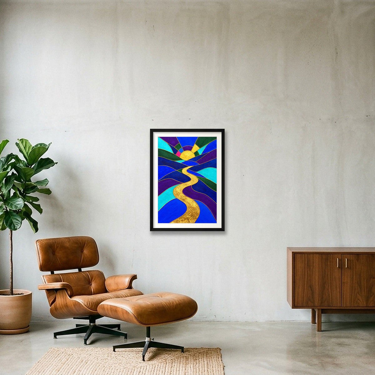 Expressive Reflection: New Dawn — 42×59cm, 17×23" Black Frame