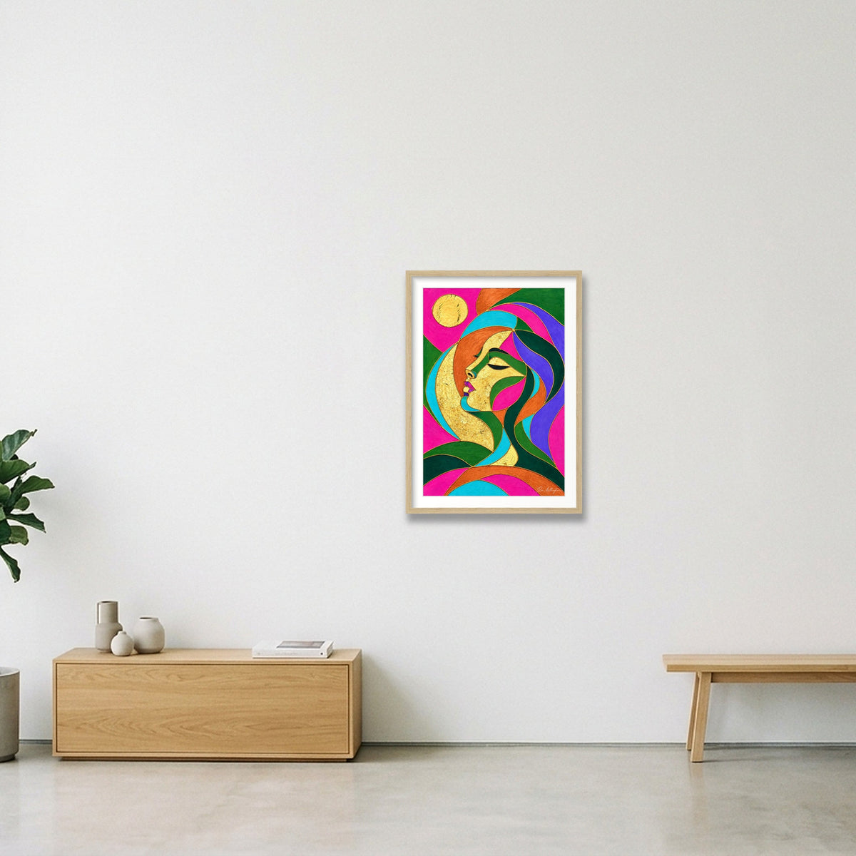 Expressive Reflection: Stillness — 42×59cm, 17×23" Oak Frame