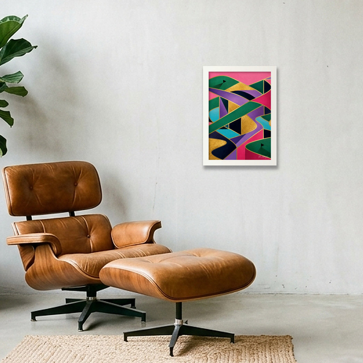 The Fairway Home. Golf Art. Pink Collection — A4 (21×30cm, 8×12") White Frame
