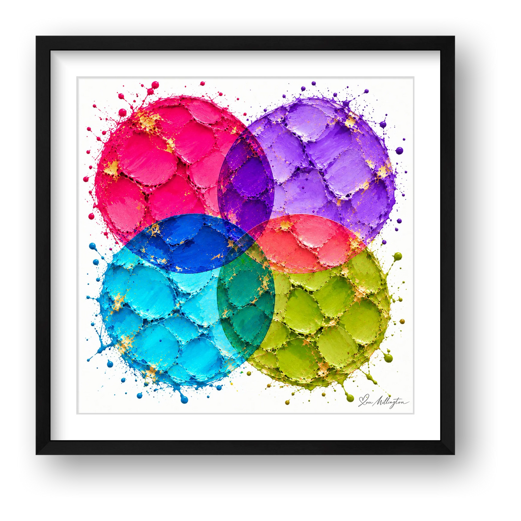 Abstract Golf Art. Impasto Contemporary Art. Four Ball — framed