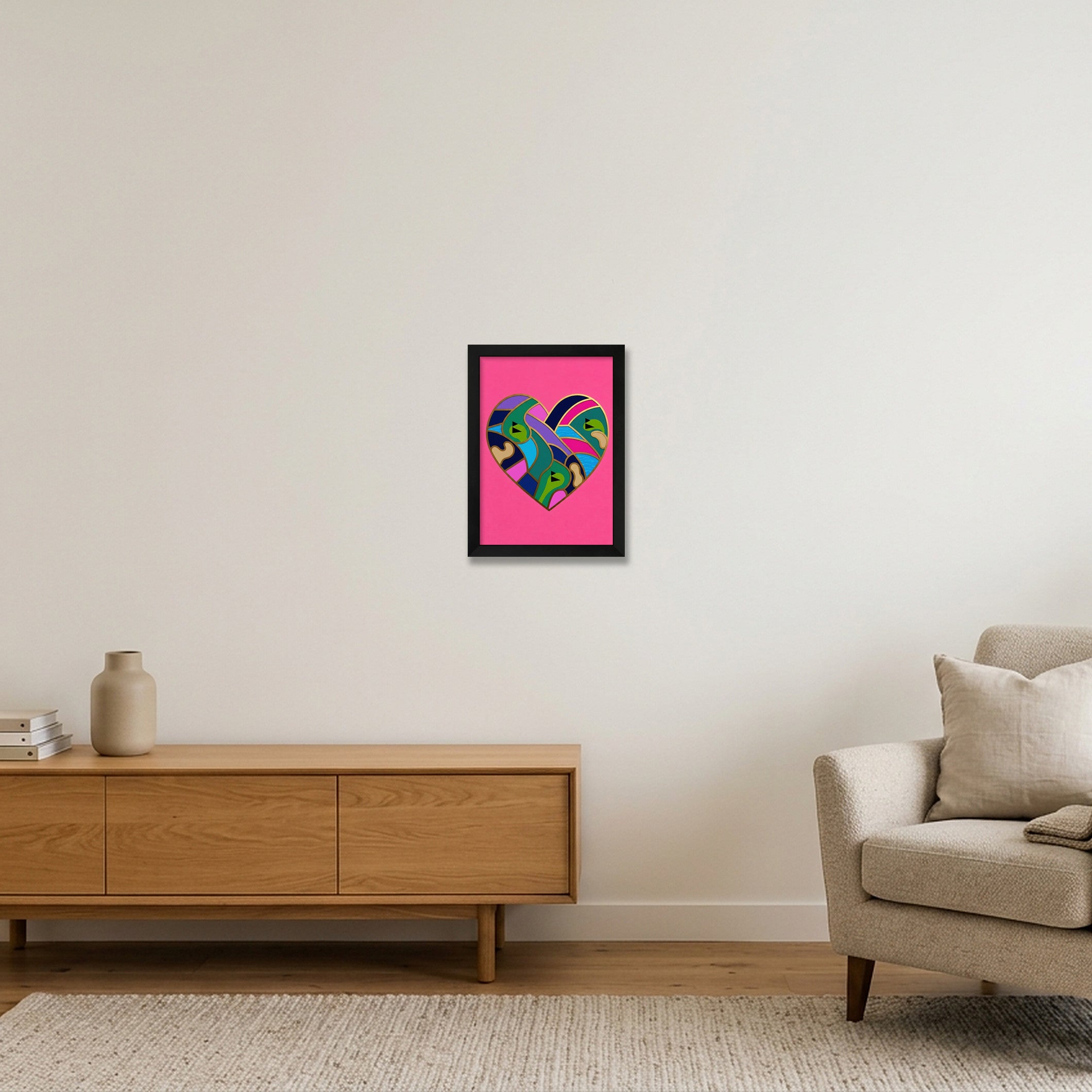 LOVE THE GAME Golf Heart Art Pink Collection — A4 (21×30cm, 8×12") Black Frame