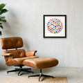 Abstract Golf Art. Impasto Contemporary. Confetti Golf Ball — 30×30cm, 12×12" Black Frame
