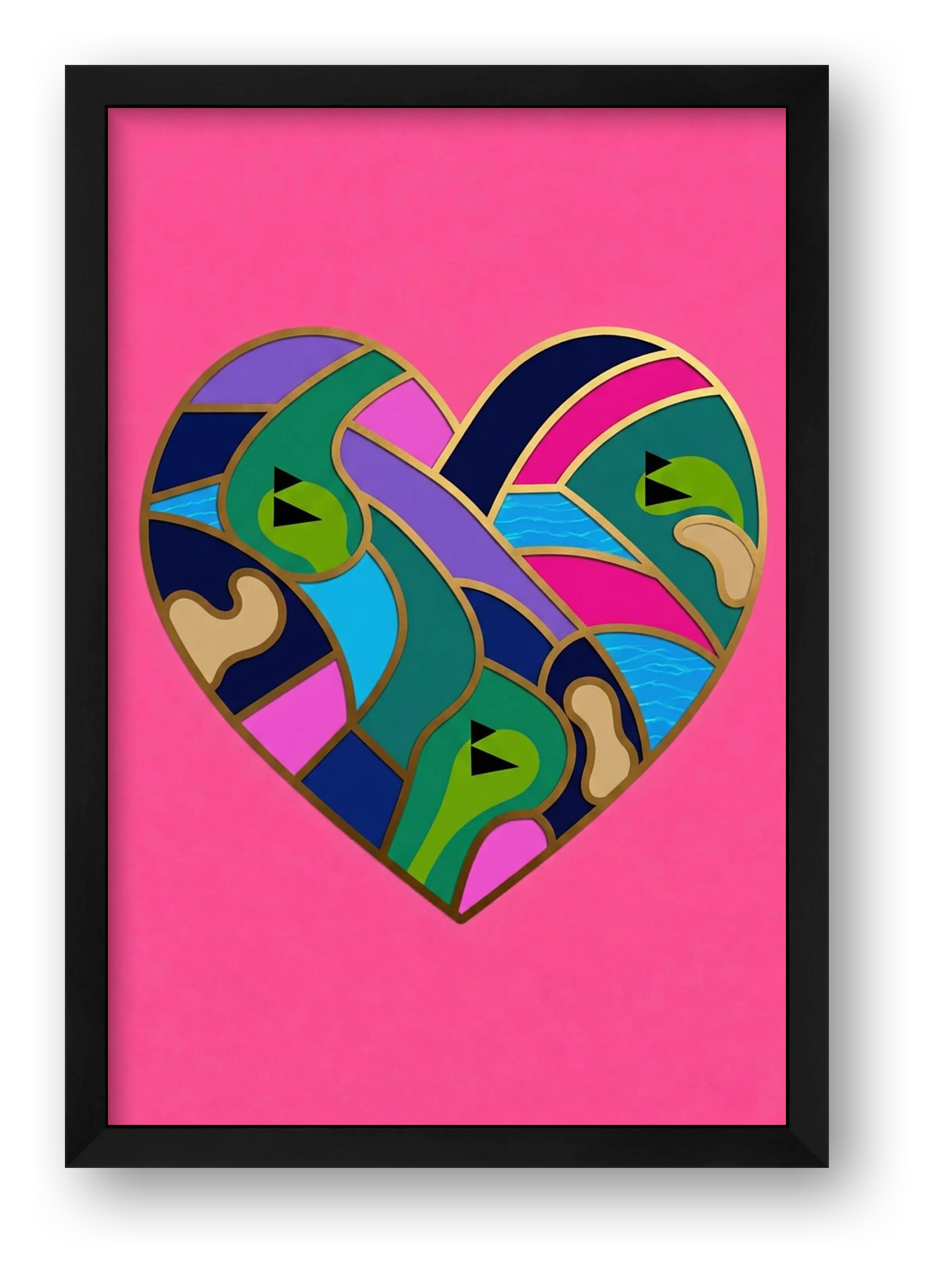 LOVE THE GAME Golf Heart Art Pink Collection — framed
